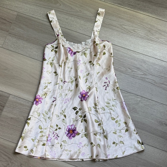 Other - Elegant Floral Slip Dress with Purple and Green Accents